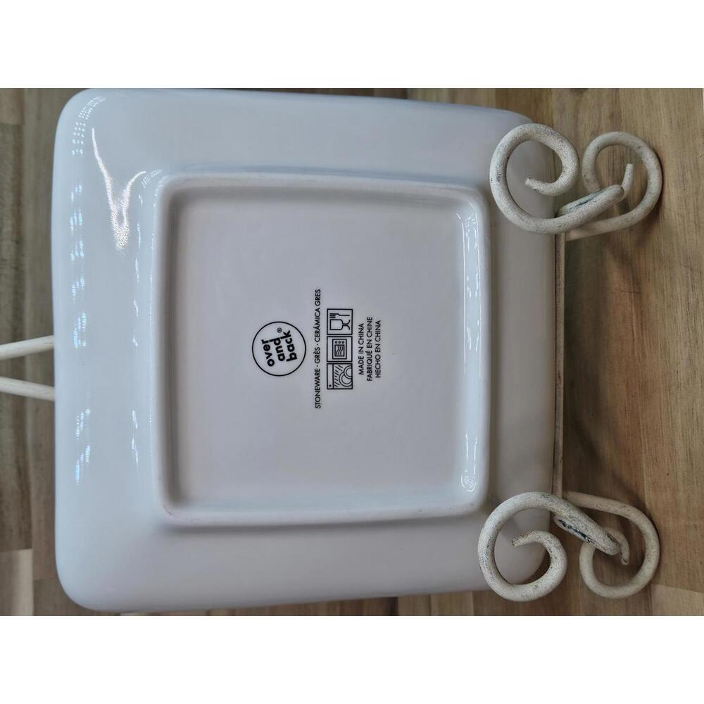 ​Set of 2 Over and Back Stoneware Plates Black & White Checkered and Plaid 6.5" - Picture 7 of 11